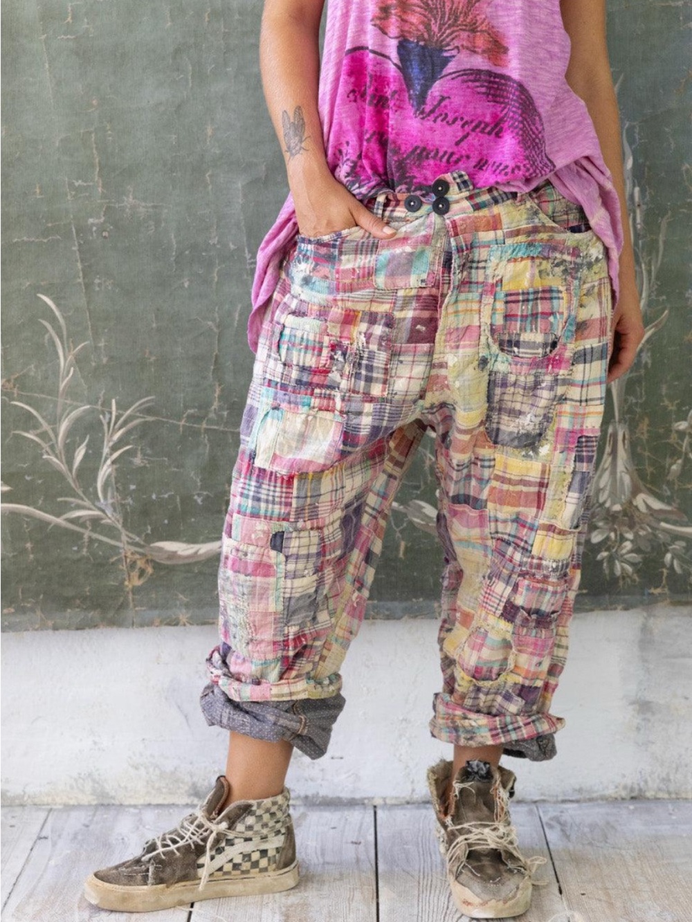 Magnolia Pearl YD Patchwork Miner Pants 513, Madrb, OS